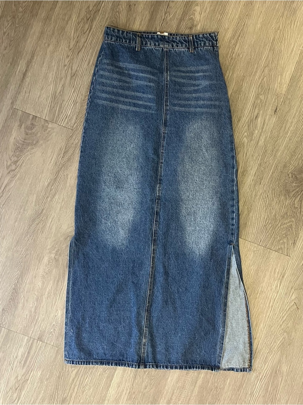 Princess Polly denim maxi skirt with slits